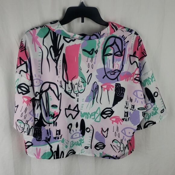 Shein Women's XL Graffiti Print Crop Top - Picture 6 of 11